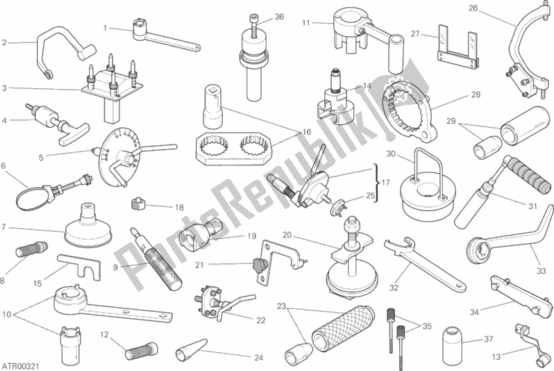 All parts for the Workshop Service Tools (engine) of the Ducati Supersport S 937 2017